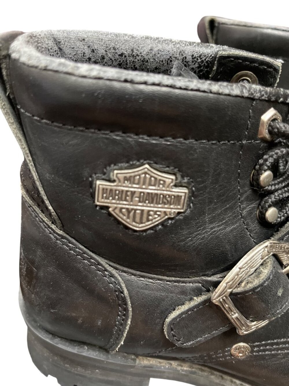 Harley Davidson 81024 wms black leather ankle moto riding boots sz 8 SKU 10-381 - Picture 4 of 16